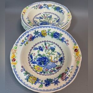 3 Mason's Patent Ironstone China Regency 6.5” Cereal Bowls Lug Handles RARE